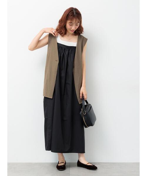 Lugnoncure（ルノンキュール）の「ギャザーキャミソールワンピース（ワンピース・レディース・カーキ/ブラウン/ブラック・F）」の6枚目の写真