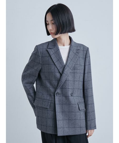 MIESROHE(ミースロエ)の「ツィードダブルブレストジャケット(テーラードジャケット・レディース・ベージュ/チェック/チャコールグレー・0/1)」の3枚目の写真