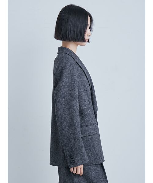 MIESROHE(ミースロエ)の「ツィードダブルブレストジャケット(テーラードジャケット・レディース・ベージュ/チェック/チャコールグレー・0/1)」の9枚目の写真