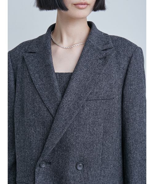 MIESROHE(ミースロエ)の「ツィードダブルブレストジャケット(テーラードジャケット・レディース・ベージュ/チェック/チャコールグレー・0/1)」の10枚目の写真