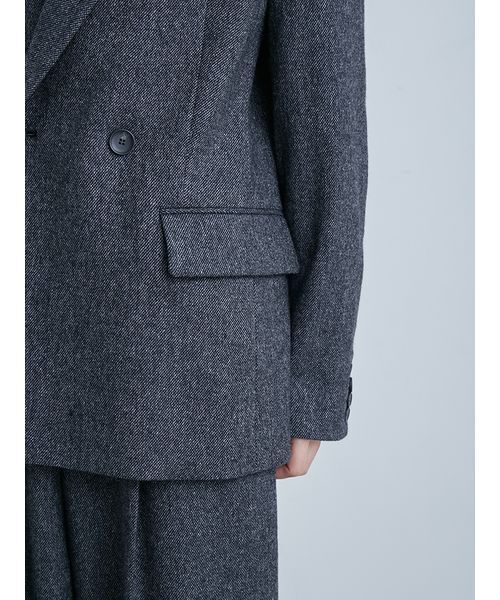 MIESROHE(ミースロエ)の「ツィードダブルブレストジャケット(テーラードジャケット・レディース・ベージュ/チェック/チャコールグレー・0/1)」の13枚目の写真