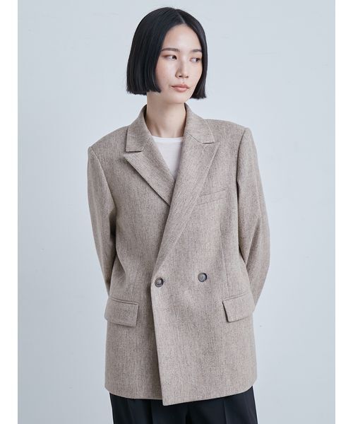 MIESROHE(ミースロエ)の「ツィードダブルブレストジャケット(テーラードジャケット・レディース・ベージュ/チェック/チャコールグレー・0/1)」の22枚目の写真