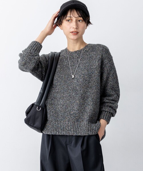 23区 S(ニジュウサンクチイサイサイズ)の「【洗える】マーブルルレックスリリー バルキーニット(ニット/セーター・レディース・ライトグレー系/黄土色系/グレー系・32)」の3枚目の写真