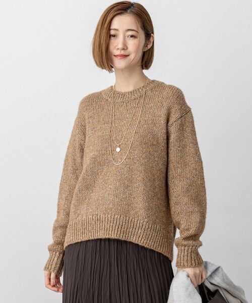 23区 S(ニジュウサンクチイサイサイズ)の「【洗える】マーブルルレックスリリー バルキーニット(ニット/セーター・レディース・ライトグレー系/黄土色系/グレー系・32)」の1枚目の写真