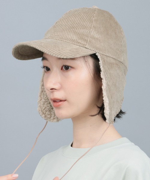 チチカカ（チチカカ）の「コーデュロイボアフライトキャップ（キャップ・レディース・ベージュ/カーキ・FREE）」の4枚目の写真