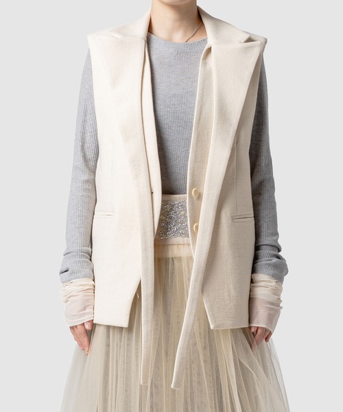 muller of yoshiokubo(ミュラーオブヨシオクボ)の「muller of yoshiokubo ミュラーオブヨシオクボ / BUMPY WOOL VEST バンピーウールベスト / MLF25701(ベスト・レディース・アイボリー/ブラック/ベージュ・38/36)」の20枚目の写真