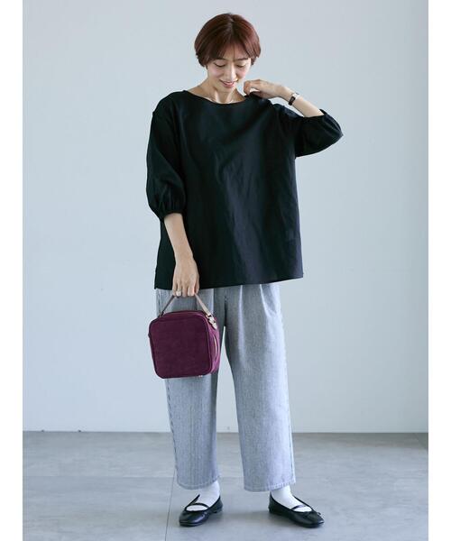 Lugnoncure（ルノンキュール）の「バックリボン綿麻7分袖ブラウス（シャツ/ブラウス・レディース・ブラック/オフホワイト/パープル/ブラウン・F）」の22枚目の写真