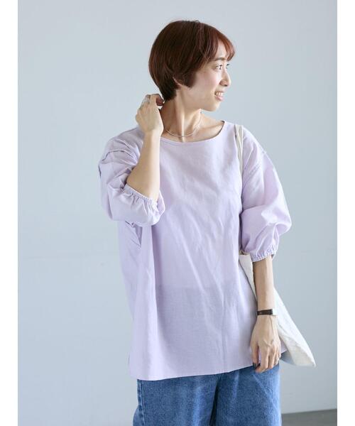 Lugnoncure（ルノンキュール）の「バックリボン綿麻7分袖ブラウス（シャツ/ブラウス・レディース・ブラック/オフホワイト/パープル/ブラウン・F）」の5枚目の写真