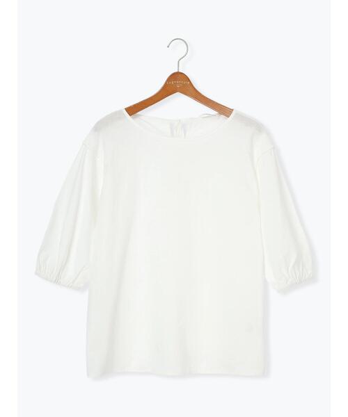 Lugnoncure（ルノンキュール）の「バックリボン綿麻7分袖ブラウス（シャツ/ブラウス・レディース・ブラック/オフホワイト/パープル/ブラウン・F）」の6枚目の写真