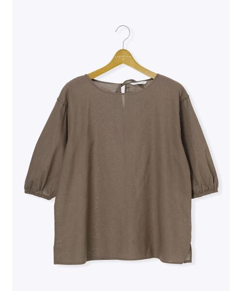 Lugnoncure（ルノンキュール）の「バックリボン綿麻7分袖ブラウス（シャツ/ブラウス・レディース・ブラック/オフホワイト/パープル/ブラウン・F）」の7枚目の写真