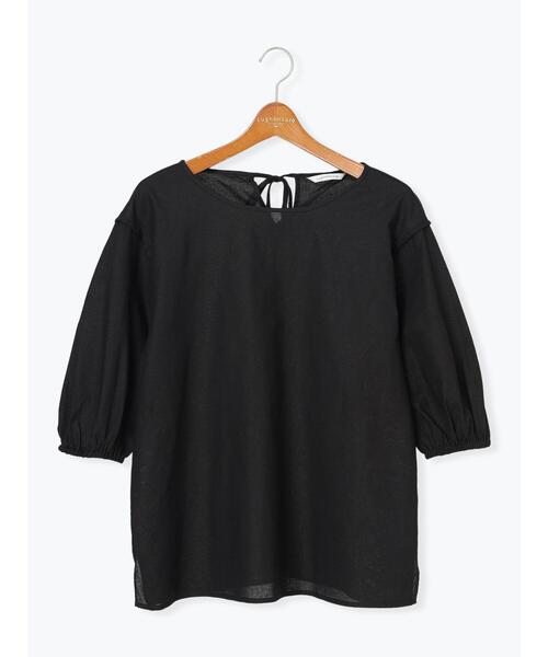 Lugnoncure（ルノンキュール）の「バックリボン綿麻7分袖ブラウス（シャツ/ブラウス・レディース・ブラック/オフホワイト/パープル/ブラウン・F）」の9枚目の写真