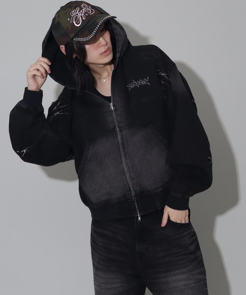 SEQUENZ/シークエンズ】WASHED DENIM ZIPHOODIE（ブルゾン）｜SEQUENZ