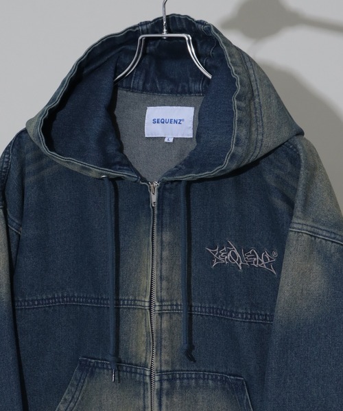 SEQUENZ(シークエンズ)の「【SEQUENZ/シークエンズ】WASHED DENIM ZIPHOODIE(ブルゾン・レディース・ブラック/ブラウン/パープル系その他/ネイビー・M/L)」の7枚目の写真