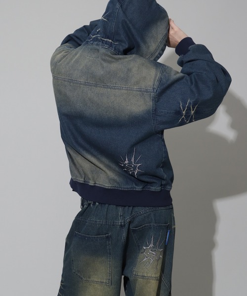 SEQUENZ(シークエンズ)の「【SEQUENZ/シークエンズ】WASHED DENIM ZIPHOODIE(ブルゾン・レディース・ブラック/ブラウン/パープル系その他/ネイビー・M/L)」の21枚目の写真