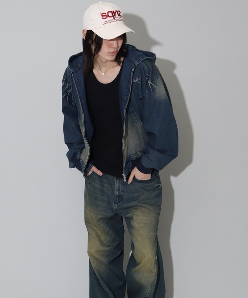 SEQUENZ(シークエンズ)の「【SEQUENZ/シークエンズ】WASHED DENIM ZIPHOODIE(ブルゾン・レディース・ブラック/ブラウン/パープル系その他/ネイビー・M/L)」の22枚目の写真
