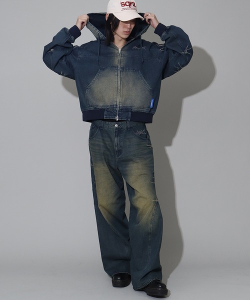 SEQUENZ(シークエンズ)の「【SEQUENZ/シークエンズ】WASHED DENIM ZIPHOODIE(ブルゾン・レディース・ブラック/ブラウン/パープル系その他/ネイビー・M/L)」の20枚目の写真