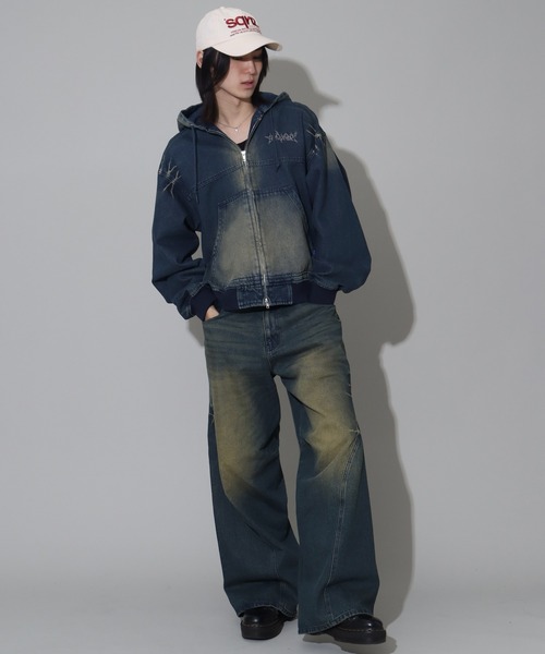 SEQUENZ(シークエンズ)の「【SEQUENZ/シークエンズ】WASHED DENIM ZIPHOODIE(ブルゾン・レディース・ブラック/ブラウン/パープル系その他/ネイビー・M/L)」の19枚目の写真