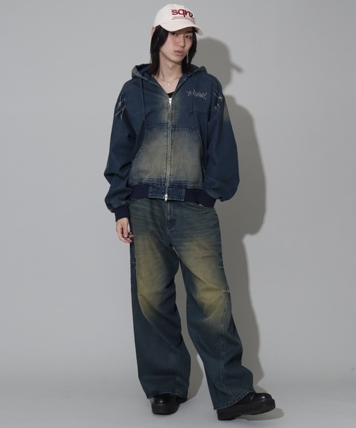 SEQUENZ(シークエンズ)の「【SEQUENZ/シークエンズ】WASHED DENIM ZIPHOODIE(ブルゾン・レディース・ブラック/ブラウン/パープル系その他/ネイビー・M/L)」の18枚目の写真