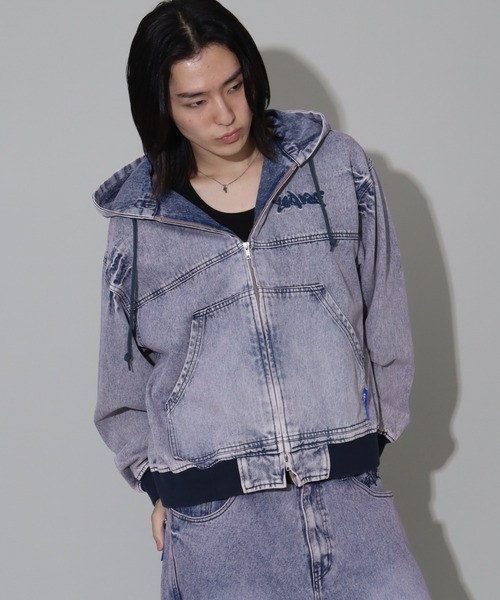 SEQUENZ(シークエンズ)の「【SEQUENZ/シークエンズ】WASHED DENIM ZIPHOODIE(ブルゾン・レディース・ブラック/ブラウン/パープル系その他/ネイビー・M/L)」の16枚目の写真
