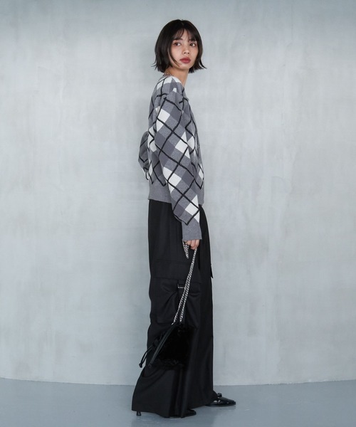 PAGEBOY(ページボーイ)の「ループアーガイルカーディガン(カーディガン/ボレロ・レディース・ブラウン/グレー/ブラック・FREE)」の6枚目の写真