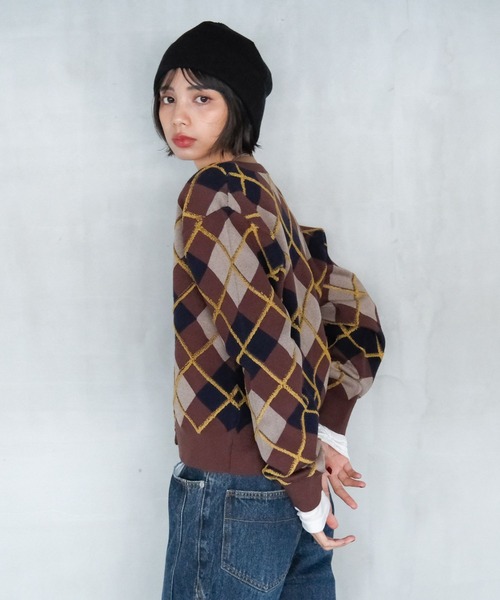 PAGEBOY(ページボーイ)の「ループアーガイルカーディガン(カーディガン/ボレロ・レディース・ブラウン/グレー/ブラック・FREE)」の21枚目の写真