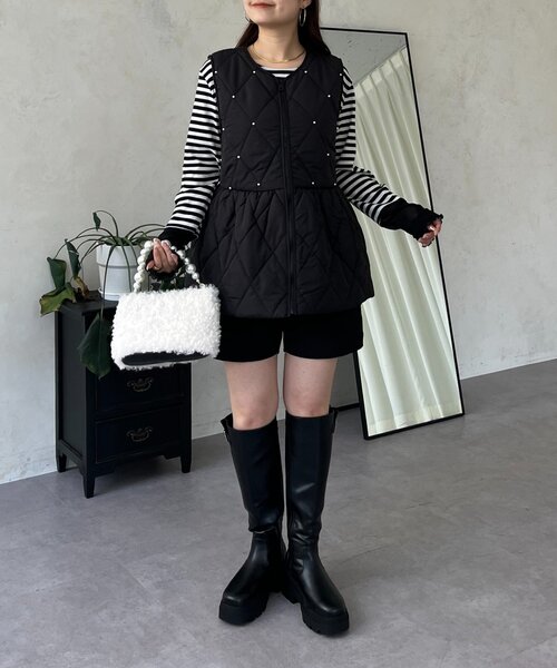 prose verse キルティングパールペプラムジレ キルティングパールペプラムジレ（ベスト）｜prose verse（プロズ