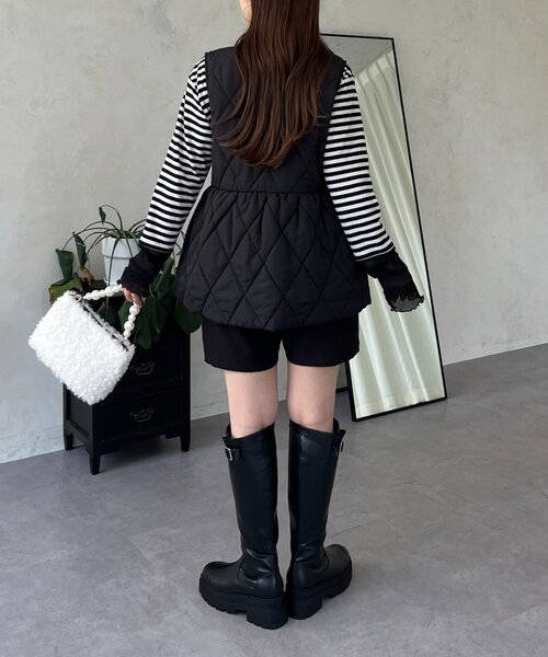 prose verse(プロズヴェール)の「キルティングパールペプラムジレ(ベスト・レディース・ブラック・LARGE/MEDIUM)」の7枚目の写真