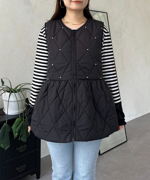 prose verse(プロズヴェール)の「キルティングパールペプラムジレ(ベスト・レディース・ブラック・LARGE/MEDIUM)」の12枚目の写真