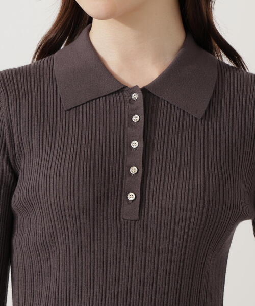 PROPORTION BODY DRESSING（プロポーションボディドレッシング）の「＜ウォッシャブル＞ポロリブニット / 1215270007（ニット/セーター・レディース・ダークグレー/ホワイト系その他/ピンク・FREE）」の12枚目の写真