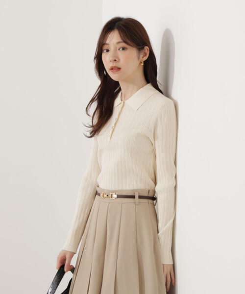 PROPORTION BODY DRESSING（プロポーションボディドレッシング）の「＜ウォッシャブル＞ポロリブニット / 1215270007（ニット/セーター・レディース・ダークグレー/ホワイト系その他/ピンク・FREE）」の17枚目の写真