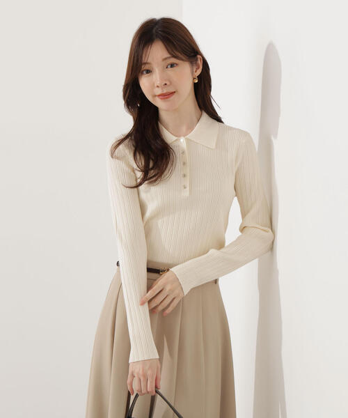 PROPORTION BODY DRESSING（プロポーションボディドレッシング）の「＜ウォッシャブル＞ポロリブニット / 1215270007（ニット/セーター・レディース・ダークグレー/ホワイト系その他/ピンク・FREE）」の20枚目の写真