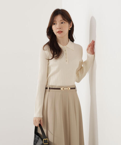 PROPORTION BODY DRESSING（プロポーションボディドレッシング）の「＜ウォッシャブル＞ポロリブニット / 1215270007（ニット/セーター・レディース・ダークグレー/ホワイト系その他/ピンク・FREE）」の21枚目の写真