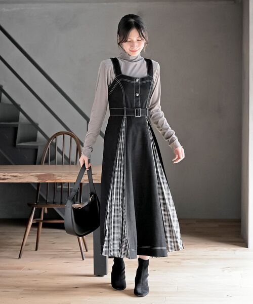 未使用級✨️ADORE リバーチェック ジャンパースカート ワンピース 38 チェックプリーツ切替ジャンドレ（ジャンパースカート）｜rps（アール