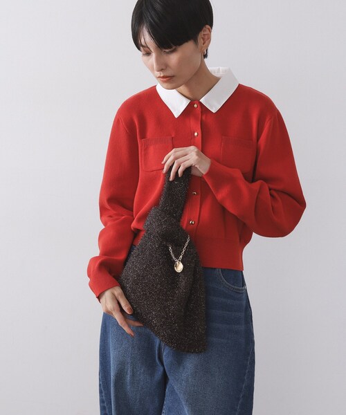 OPAQUE.CLIP（オペークドットクリップ）の「メタルチャーム付きラメニットバッグ（トートバッグ・レディース・ゴールド/ブラック/ブラウン系その他/シルバー系その他・00）」の3枚目の写真