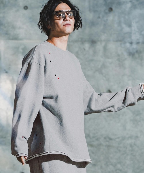 GLIMCLAP（グリムクラップ）の「msw1763-Card Stitch Emblem Sweat shirt スウェットプルオーバー(192-033-gla-cf)（スウェット・メンズ・ブラック/オフホワイト/ミックスグレー/ブラウン系その他・S/M/L）」の6枚目の写真