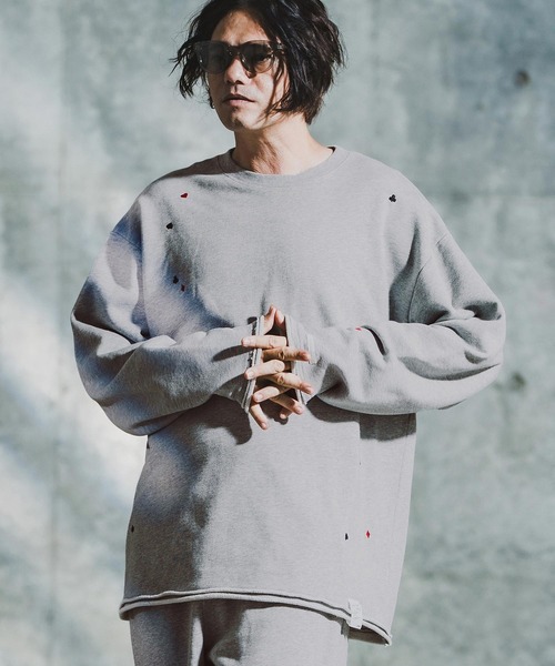 GLIMCLAP（グリムクラップ）の「msw1763-Card Stitch Emblem Sweat shirt スウェットプルオーバー(192-033-gla-cf)（スウェット・メンズ・ブラック/オフホワイト/ミックスグレー/ブラウン系その他・S/M/L）」の7枚目の写真