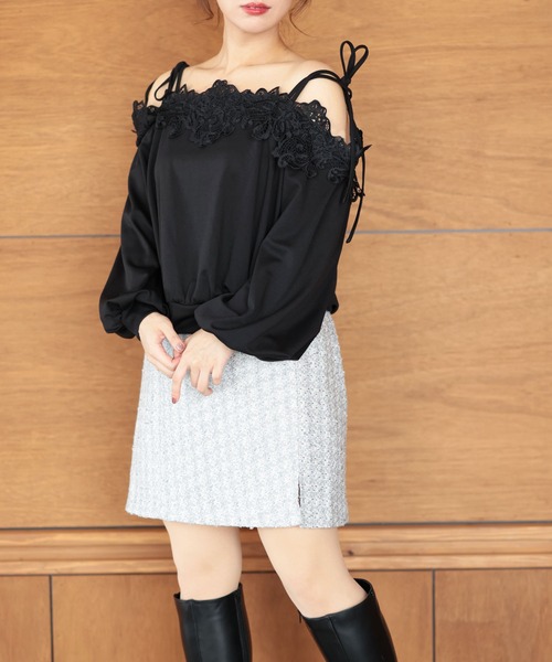 Ruwan yu(ルワンユー)の「ラメツイードスカート【大きいサイズ対応】(スカート・レディース・シルバー・L/LL/3L/4L)」の2枚目の写真