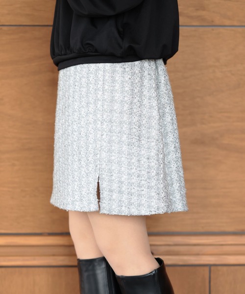 Ruwan yu(ルワンユー)の「ラメツイードスカート【大きいサイズ対応】(スカート・レディース・シルバー・L/LL/3L/4L)」の14枚目の写真