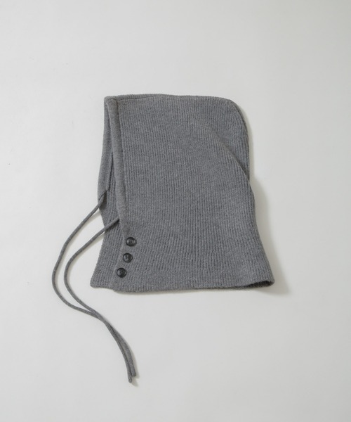 NANO universe（ナノユニバース）の「ボタン開閉バラクラバ（ニットキャップ/ビーニー・レディース・チャコール/ベージュ/アイボリー・FREE）」の9枚目の写真