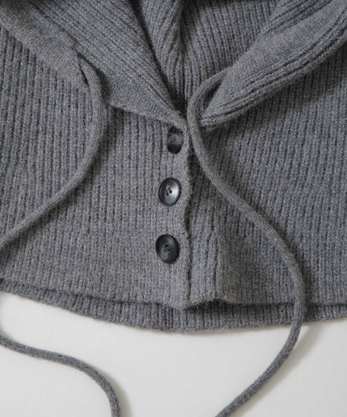 NANO universe（ナノユニバース）の「ボタン開閉バラクラバ（ニットキャップ/ビーニー・レディース・チャコール/ベージュ/アイボリー・FREE）」の15枚目の写真