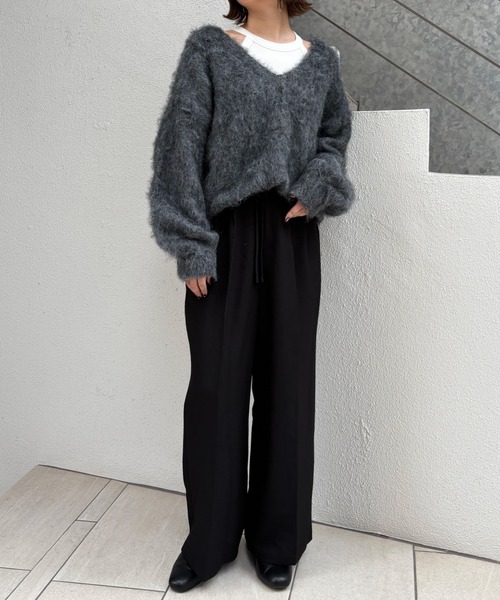 SOELA(ソエラ)の「ハイウエストリボンパンツ(その他パンツ・レディース・アイボリー/ブラック/チャコールグレー・S/M)」の8枚目の写真