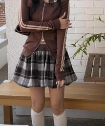 チェック柄 バルーンミニスカート