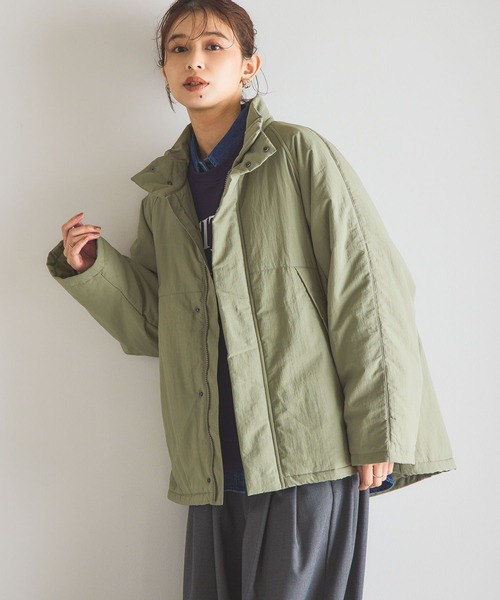 studio CLIP（スタディオクリップ）の「スタンドカラーミドルコート[プチサイズあり]（その他アウター・レディース・オフホワイト/カーキ/ブラック・FREE/PF）」の3枚目の写真