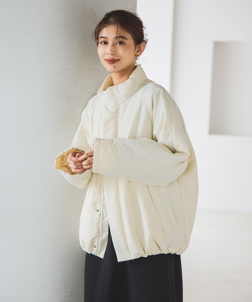 studio CLIP（スタディオクリップ）の「スタンドカラーミドルコート[プチサイズあり]（その他アウター・レディース・オフホワイト/カーキ/ブラック・FREE/PF）」の4枚目の写真