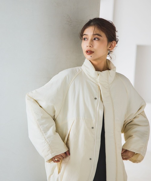 studio CLIP（スタディオクリップ）の「スタンドカラーミドルコート[プチサイズあり]（その他アウター・レディース・オフホワイト/カーキ/ブラック・FREE/PF）」の5枚目の写真