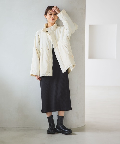studio CLIP（スタディオクリップ）の「スタンドカラーミドルコート[プチサイズあり]（その他アウター・レディース・オフホワイト/カーキ/ブラック・FREE/PF）」の13枚目の写真