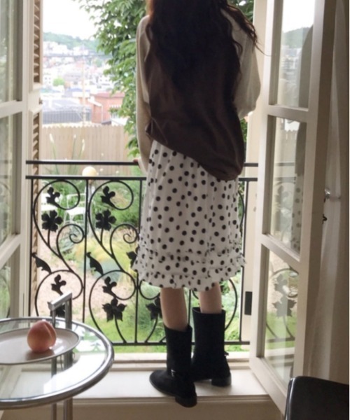 Vipoa（ヴィポア）の「dot frill skirt（スカート・レディース・ブラック/ホワイト・FREE）」の7枚目の写真