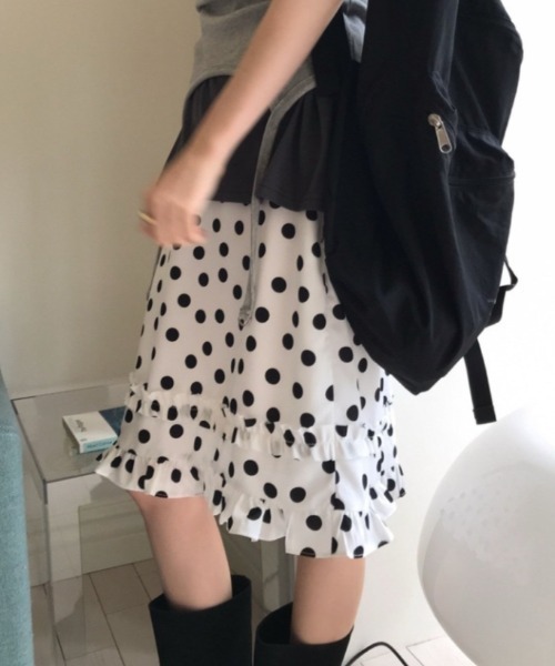 Vipoa（ヴィポア）の「dot frill skirt（スカート・レディース・ブラック/ホワイト・FREE）」の17枚目の写真