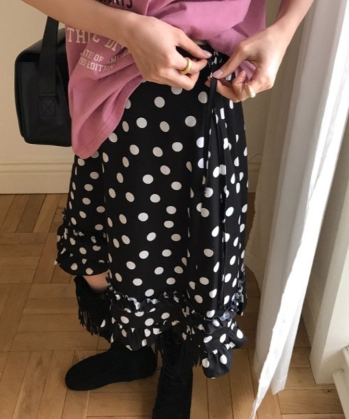 Vipoa（ヴィポア）の「dot frill skirt（スカート・レディース・ブラック/ホワイト・FREE）」の20枚目の写真