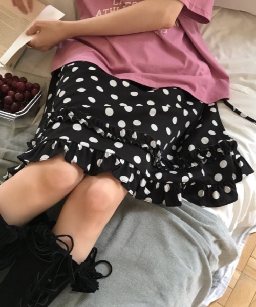 Vipoa（ヴィポア）の「dot frill skirt（スカート・レディース・ブラック/ホワイト・FREE）」の21枚目の写真